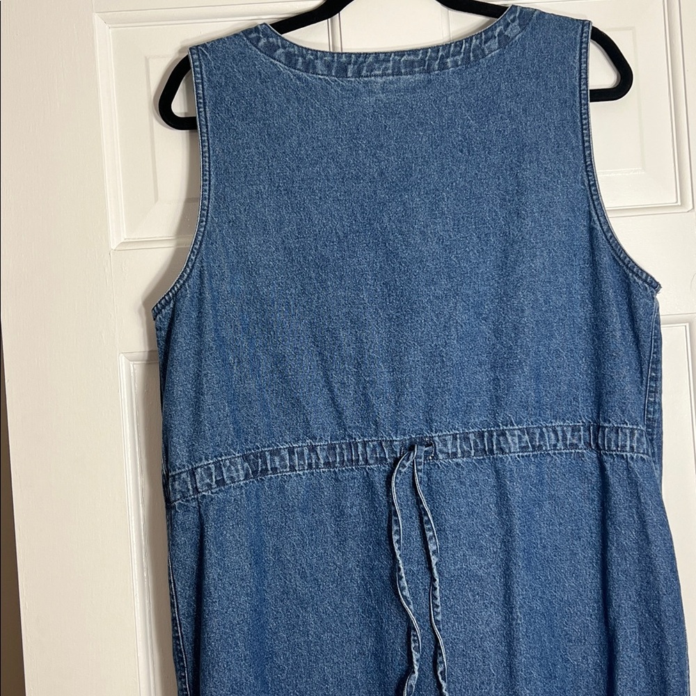 Vintage Talbots Blue Denium Jumper Button up Dress, Large Front Pockets, Size 12 - Picture 4 of 8